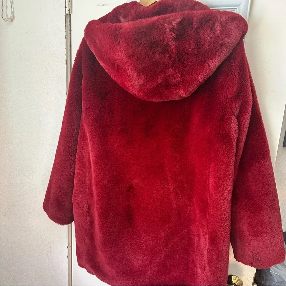 DKNY Faux Fur Hooded Coat – Size M - Picture 3 of 6